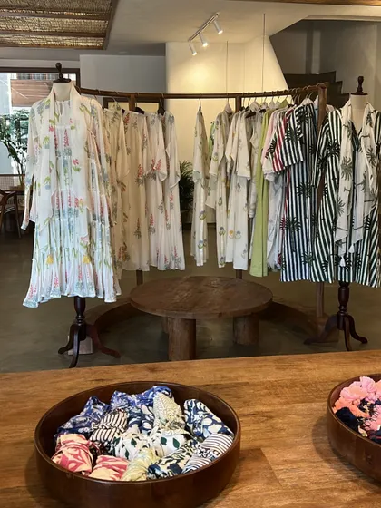 A glimpse inside a beautiful Jaipur store. The city is a treasure trove for block-printed kurtas, hand-embroidered pieces, and unique home decor finds.