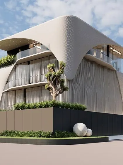 A conceptual design for a multi-story residence with a unique, textured facade and a dramatic, sculptural roof. This project explores parametric design to create a home that is a true architectural landmark.