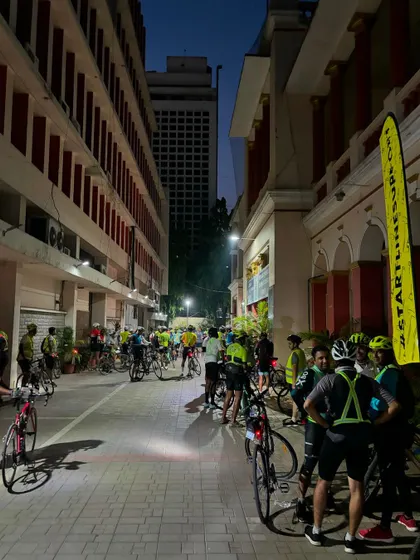 Riders gathering at the start point for the 'Namma Keregalu' 100K ride. The pre-ride buzz is always exciting.
