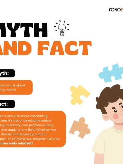 Myth: Robotics is just about building robots. Fact: It's about developing critical thinking, creativity, and problem-solving skills that apply to any field, nurturing a future-ready mindset.