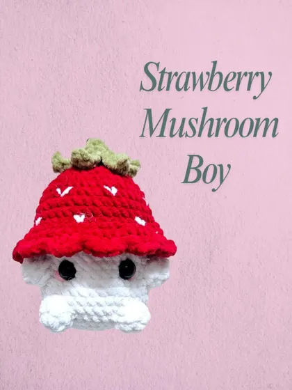 Meet my Strawberry Mushroom Boy plushie. This little guy was a custom order that became so popular I added him to my permanent collection. He's the perfect mix of cottagecore and cute.