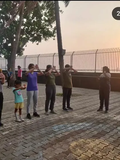 Students practicing their stance. A solid foundation is everything in archery, and we spend quality time getting this right.