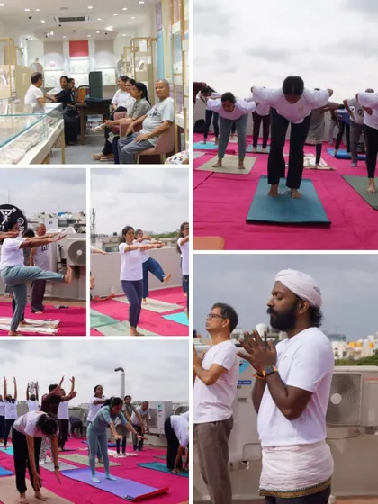 We were thrilled to collaborate with Mia by Tanishq for a special Yoga Day session. This collage captures the serene rooftop practice and the joy of bringing yoga to the wider community.