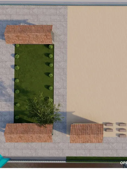 The layout for the Open Gym, providing a dedicated space for outdoor fitness with a variety of equipment and exercise zones.