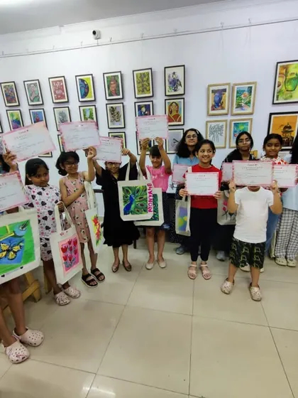 More happy faces and amazing creations from our specialty workshops, including tote bags, Mother's Day gifts, and abstract art explorations.
