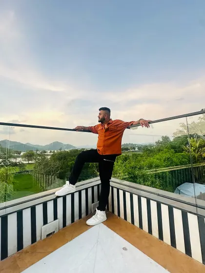 On top of the world at a wedding in Udaipur. The beautiful scenery inspires an equally beautiful soundtrack for the celebration.
