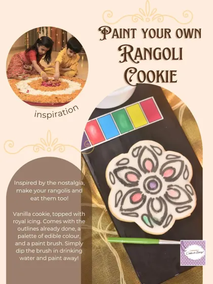 Inspired by the nostalgia of making rangolis during festivals, this PYO cookie lets you create your own colorful design without the mess. It's a perfect activity for both kids and adults.