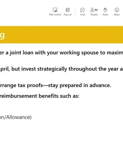 A screenshot from our webinar on "Understanding Tax Structures" for Allstate employees. Our Director, Rachna Rego, is seen presenting key tax strategies and smart financial planning tips to help professionals maximize their savings.