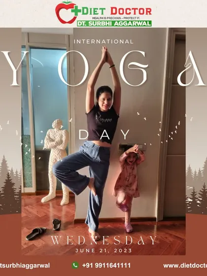 On International Yoga Day, I celebrate the practice that unites mind, body, and spirit. Here I am enjoying a yoga pose, a practice I recommend for its physical and mental health benefits.