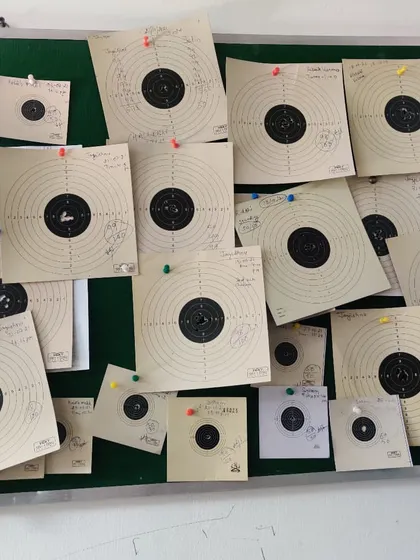 Our 'Wall of Fame' at the academy, covered with the best scorecards from our students. It serves as a visual reminder of what can be achieved with dedication.