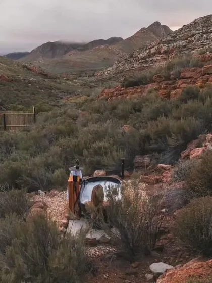 Even the most remote locations can have a touch of luxury. This outdoor bathtub is part of one of our off-grid modular retreats, offering a unique way to connect with nature.