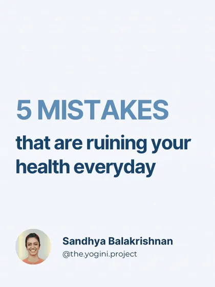 A carousel post detailing five common mistakes that might be ruining your health every day, from sleeping late to not moving enough.