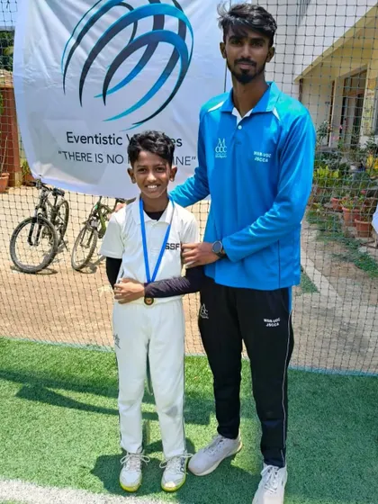Vibhavari awarded Player of the Match for her excellent contribution in the EV Cup U-10, where the team won by 191 runs.