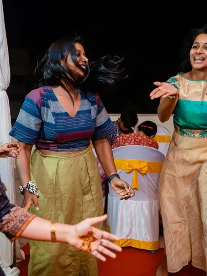 Friends dancing with abandon, hair flying, and smiles all around. These are the moments of pure, unadulterated fun that make a sangeet unforgettable.