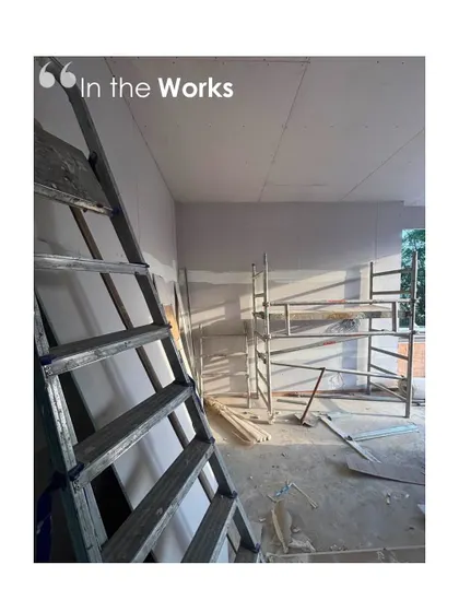 A work-in-progress shot from a Gurgaon site, showing the raw structure and scaffolding, a canvas for the design to come.