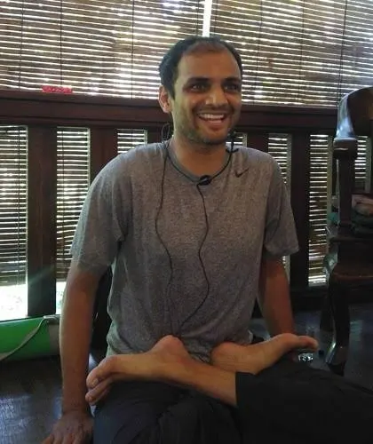The presence of a Guru is not confined by time or place. Even in his physical absence, the essence of my teacher, Sharath Jois, guides and inspires every practice. This is him, sharing his infectious joy.