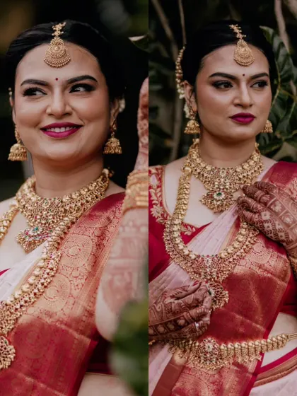 A duplicate of ID 24, this collage showcases a bride's expressive portraits and stunning wedding jewelry.