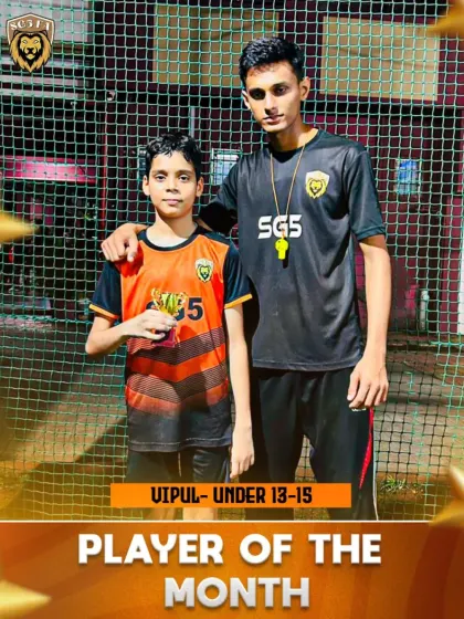 Vipul from the Under 13-15 batch, recognized as Player of the Month for his consistent high-level performances in training and matches.