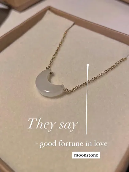 They say Moonstone brings good fortune in love. This is my White Moonstone Luna pendant, shown here in its gift box.