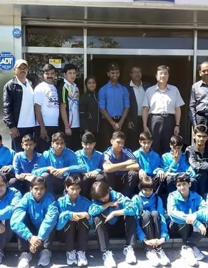 A group photo of our junior team with officials. We teach students to show respect to seniors and authorities both inside and outside the dojang.