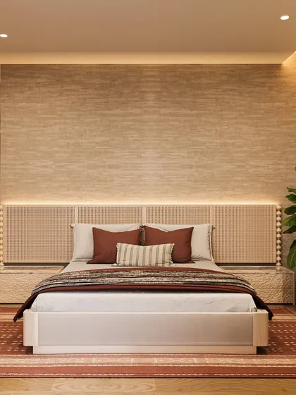 A 3D render of the guest bedroom, showing the initial concept. It's always amazing to see how a design moves from a visual plan to a real, lived-in space.