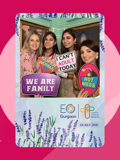 Helping organizations like EO Gurgaon spark creative, user-generated content. This photo shows guests using our fun props to express themselves, creating a family-like atmosphere.
