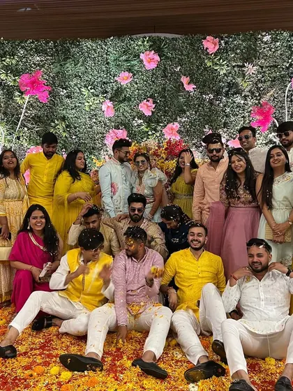 The 'Phoolon ki Haldi' is always one of the most fun events. We love being part of the celebration, getting everyone involved in the playful chaos.