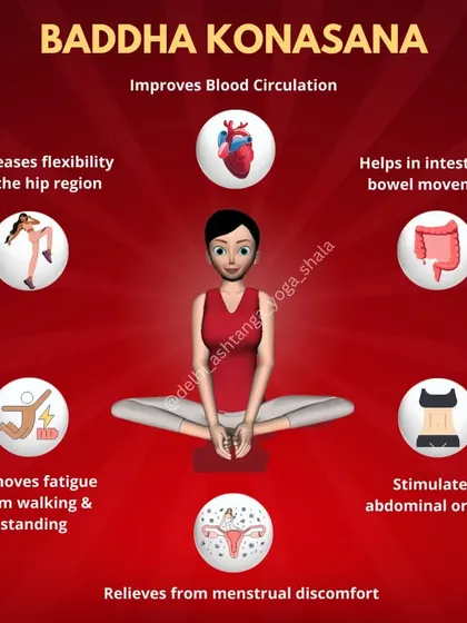 Baddha Konasana, or Butterfly Pose, is a fantastic posture for women's health. It improves circulation, relieves menstrual discomfort, and increases flexibility in the hip region.