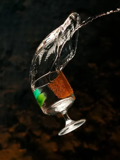 This is the '16th Century', a potent, tangy, and clear cocktail. It's made with Patron Silver, our own house-made Peru Liqueur, and a smoky tincture for a clean yet complex flavor.