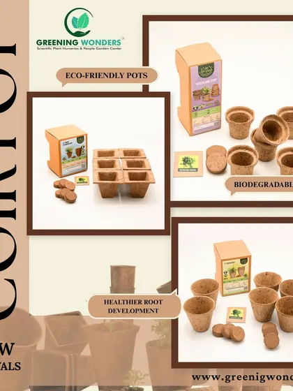 Our coir pot starter kits are perfect for anyone beginning their gardening journey. These 100% biodegradable pots are made from coconut husk fibers, which promote healthier root development by allowing roots to grow freely.
