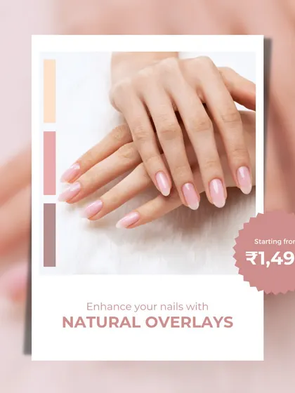 Enhance the strength and beauty of your natural nails with our overlay service. This adds a protective layer that prevents breakage and creates a perfectly smooth canvas for your polish.