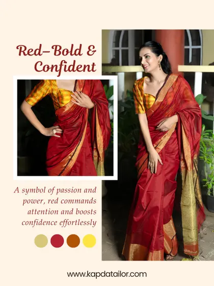 Red is for the bold and confident. A symbol of passion and power, a red saree like this one commands attention and boosts confidence effortlessly.