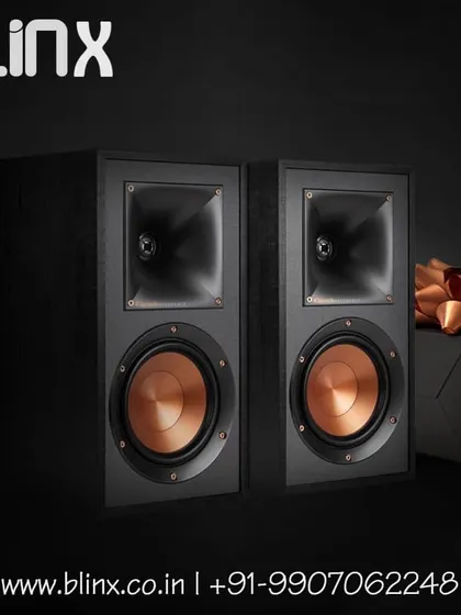 Klipsch bookshelf speakers offer a compact yet powerful audio solution. We often use these for surround channels or in smaller media rooms, as they deliver premium acoustic performance without requiring a large footprint.