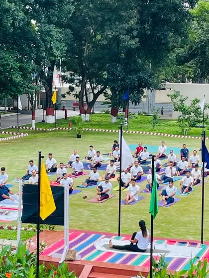 Another view from the stage, watching the participants settle into a seated meditation. The collective energy of a group practicing together is truly something special.