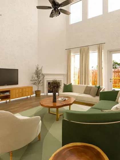 A 3D render of a home in Houston, USA, which I designed and furnished virtually from India. This showcases my virtual design services for families abroad.