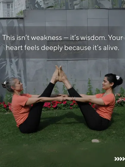 This isn't weakness, it's wisdom. Your heart feels deeply because it's alive. This partner Navasana (Boat Pose) is an expression of connection, balance, and shared strength.