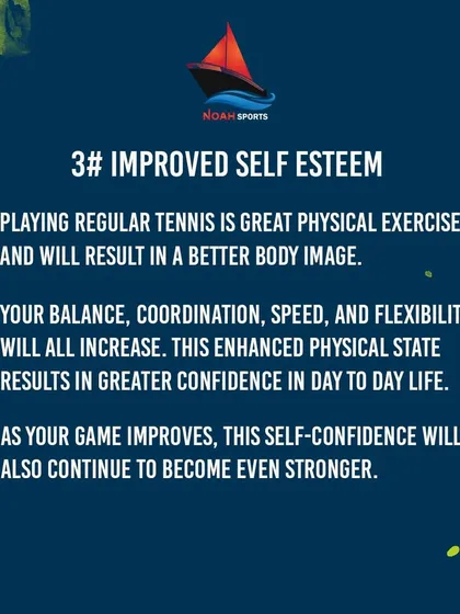 Playing tennis regularly leads to a better body image and stronger self-confidence. As your skills on the court improve, you will feel that confidence grow in all areas of your life.