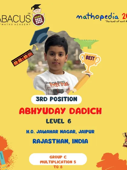 Abhyuday Dadich from our Jaipur head office, a 3rd Position winner in the multiplication group.