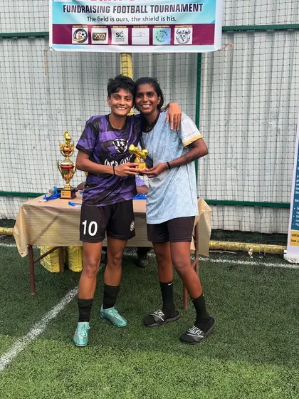 One of our players receiving an individual award at the Ridhays Shield tournament, a competition we won for a great cause.
