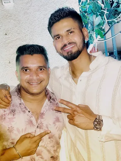 A picture with the talented Indian cricketer Shreyas Iyer. It's always an honor to meet and perform for the stars who make our country proud.
