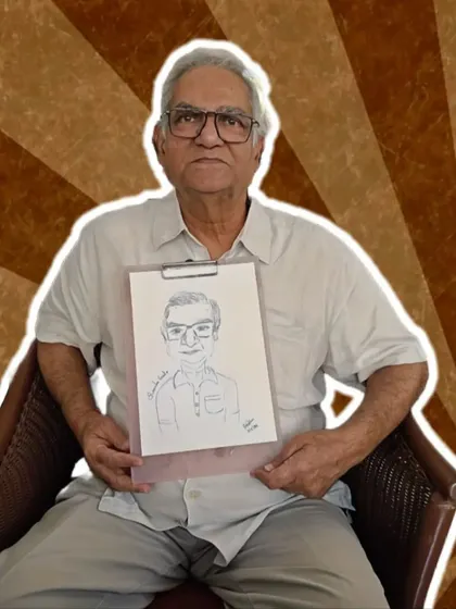 This gentleman had a very distinguished and calm presence, which was interesting to capture in a caricature.