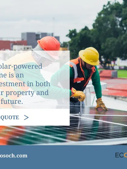 An image of our technicians installing panels, emphasizing that a solar-powered home is an investment in both your property's value and the planet's future. We provide end-to-end services from consultation to installation.