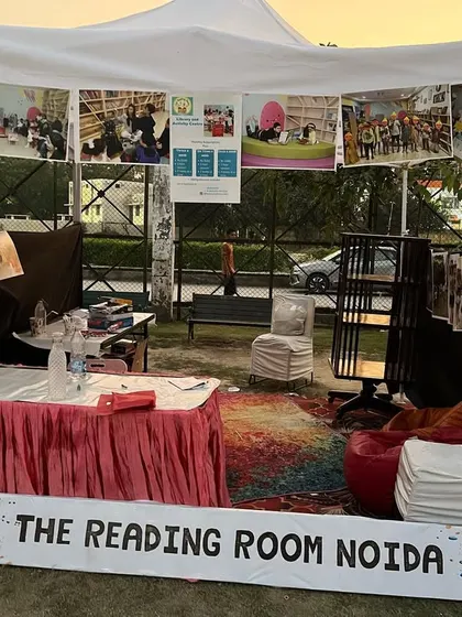 Our stall at the Kukdukoo kids art fest! We set up a cozy reading and activity corner to bring the magic of The Reading Room outdoors.