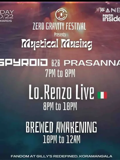 A poster for the Zero Gravity Festival, where we performed alongside some incredible musical acts. These events are all about mystical, organic vibes.