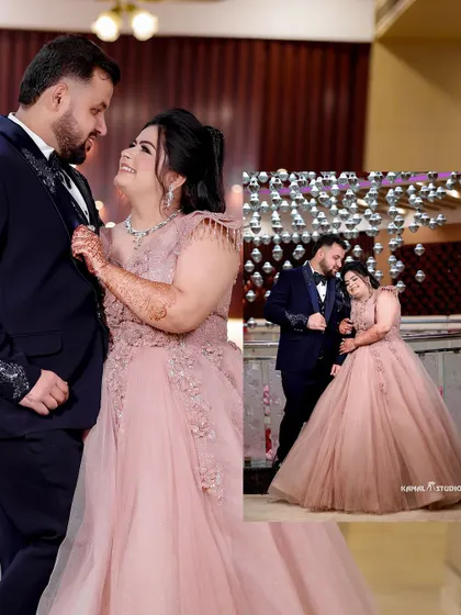 A series of portraits from an engagement, capturing the couple's love against a backdrop of sparkling disco balls.