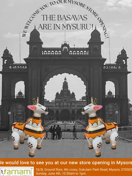 An invitation to our Mysore store opening. The 'Basavas' are in Mysuru! We were excited to welcome everyone to our new labor of love.