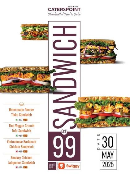 Don't miss out on our incredible ₹99 sandwich deal on Swiggy. You can get our bestsellers like the Homemade Paneer Tikka and Vietnamese Barbecue Chicken Sandwich at an unbeatable price for a limited time.