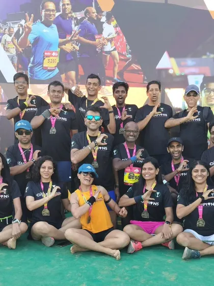 A duplicate of media 43, capturing the fantastic team spirit and unity of the Champions tribe after the race.