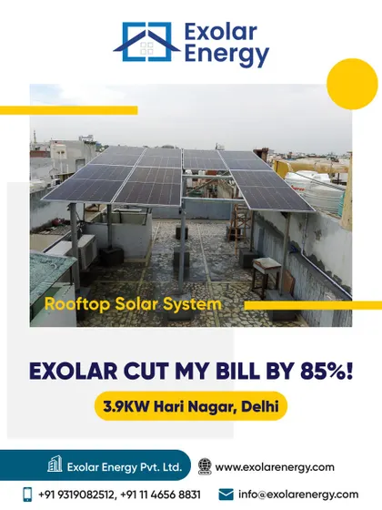 The proof is in the numbers. This customer in Hari Nagar, Delhi, saw their electricity bill drop by 85% after we installed a 3.9 kW rooftop solar system. This is the kind of real, tangible saving we deliver.
