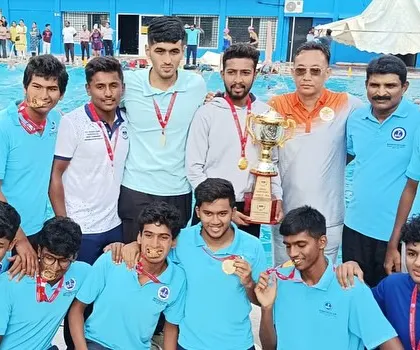 Our victorious senior men's team posing with their championship trophy after winning the NRJ State Senior Waterpolo Championship. Their hard work and dedication are an inspiration.